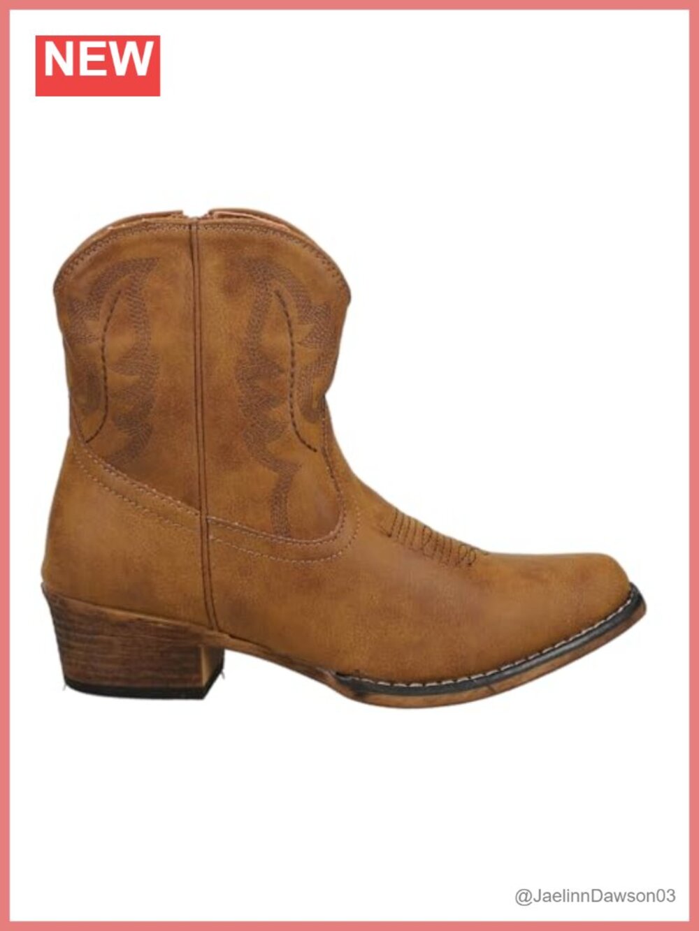 Roper Shay Western Ankle Bootie Faux Leather Round Toe Zip